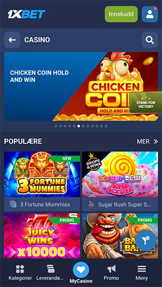 1xBet Casino Mobil Norge
